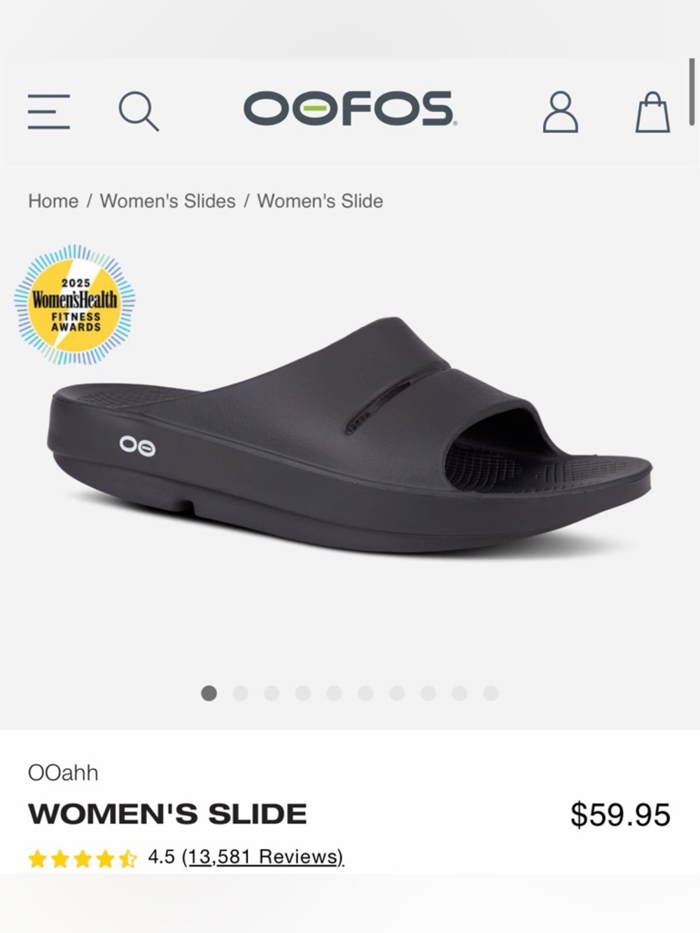 OOFOS Women's Ooahh Slide - Black M6/W7
